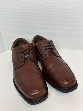 Rockport Walkability Mens 11W Brown Leather Dress Shoes Comfort Wide Adiprene